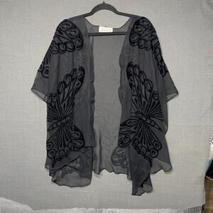 Black Velvet Burnout Butterfly Sheer Wrap OS Whimsigoth Dark Fairy